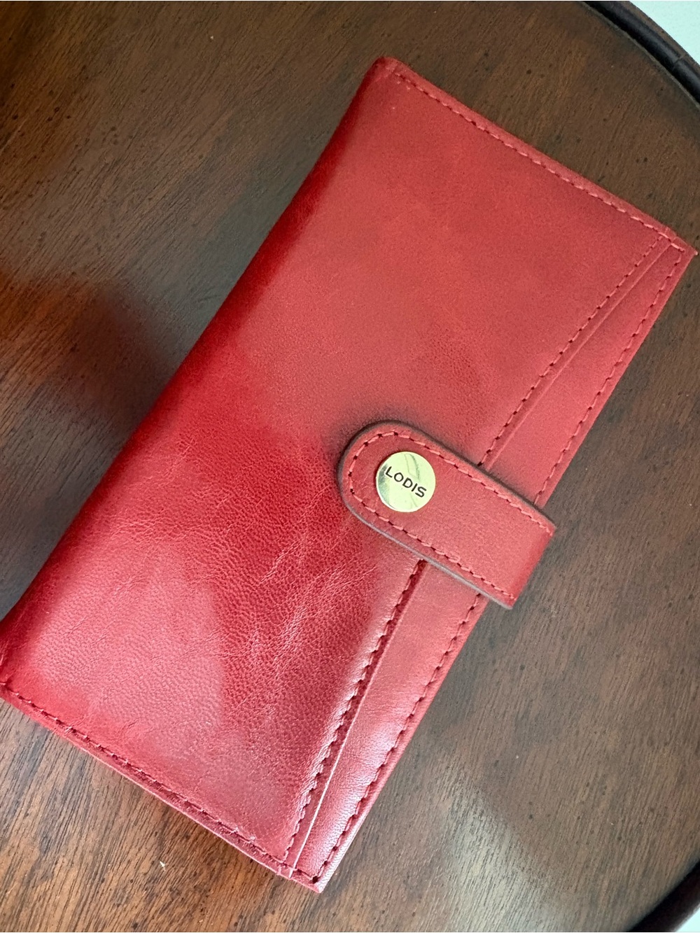 Lodis Luxury Smooth Red Leather Continental Wallet & Removable Card Case Set - Picture 11 of 16